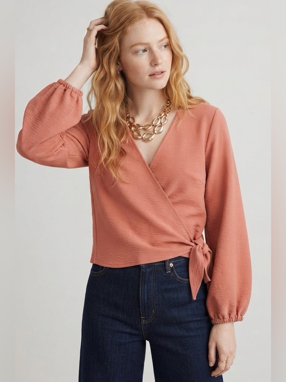Madewell Texture & Thread Wrap Top Size L